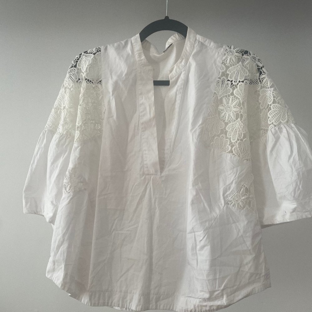 Anthropologie Eyelet Embroidery Sleeve Blouse